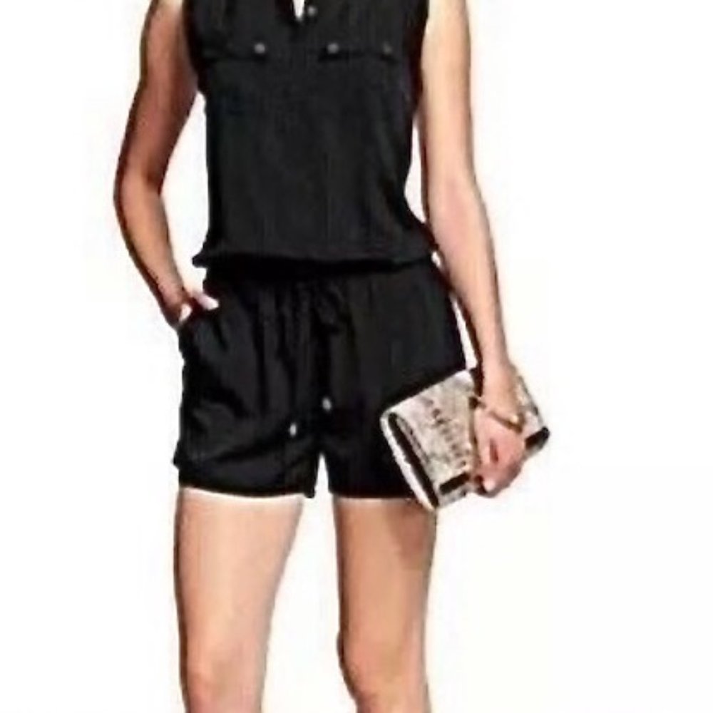 NWT Banana Republic Black Sleeveless Romper Shortall One Piece 8